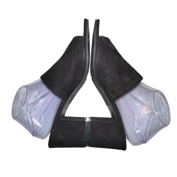 American Eagle Women Black Suede Slip On Mule Block Heel Open Toe Size‎ 9 Shoe - Picture 6 of 10